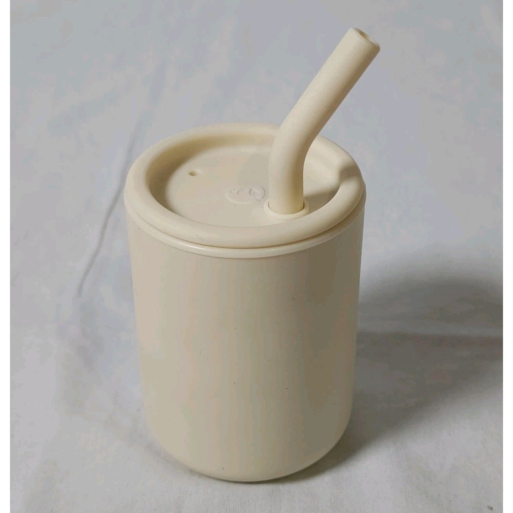WeeSprout Beige Silicone Toddler Cup With Straw BPA Free Transition Cup